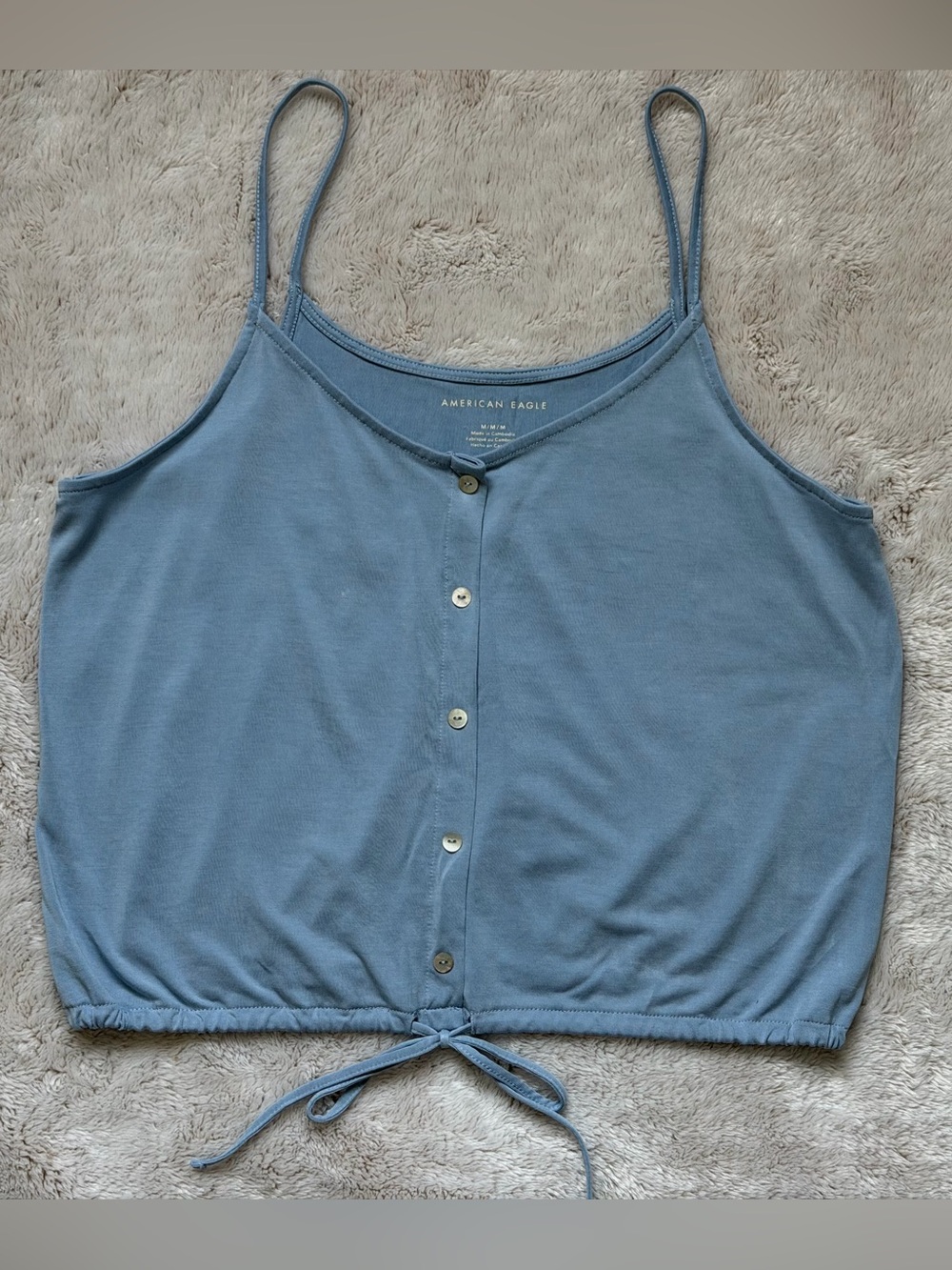 American Eagle Dusty Blue Tie-Hem Camisole